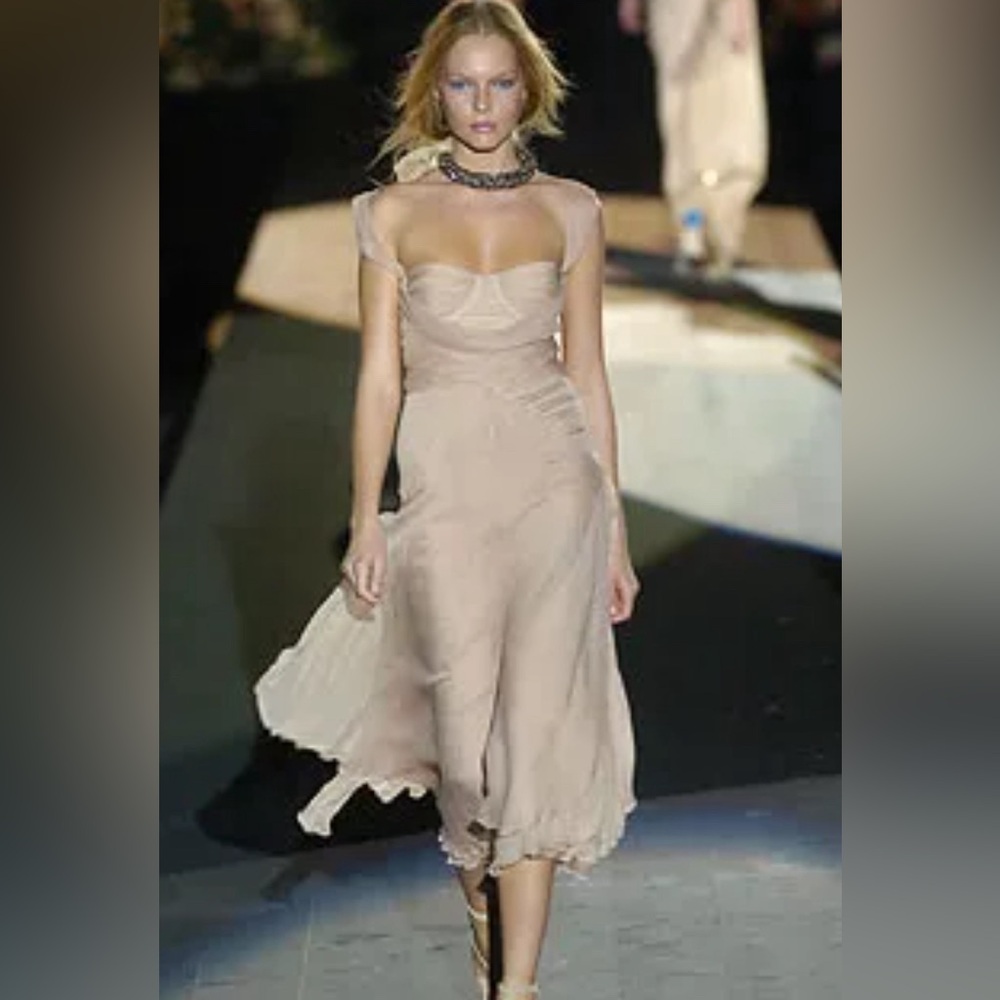 Alessandro Dell'Acqua Spring 2005 Ready-to-Wear Silk Dress, cream/blush color